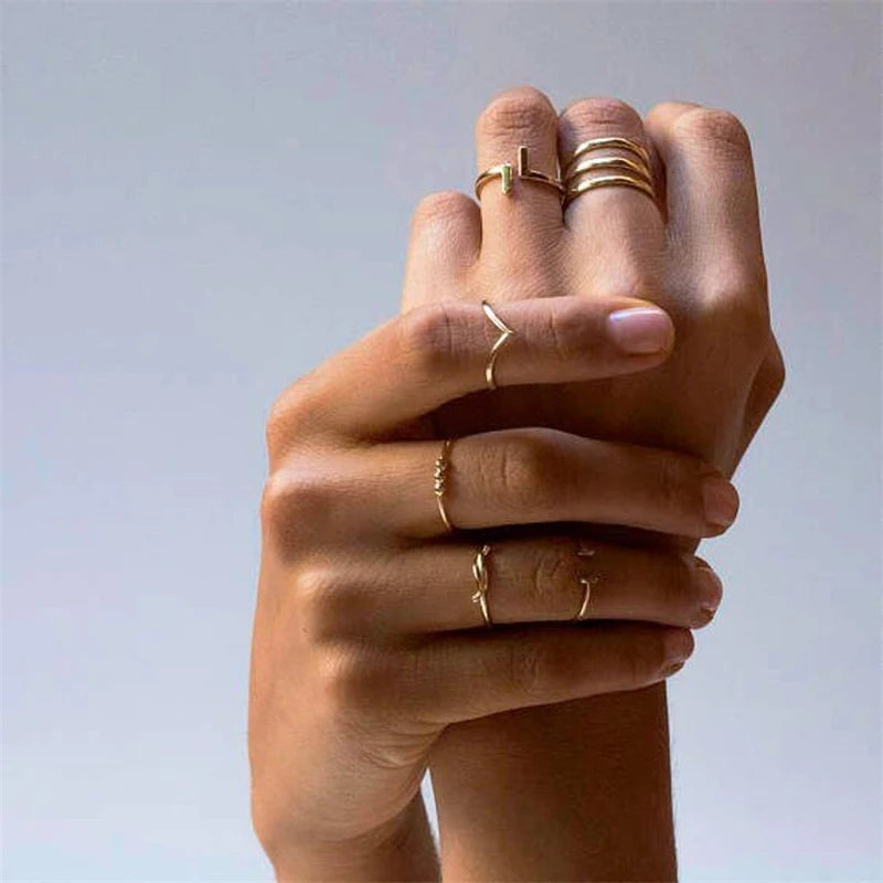 V Shape Slim Thin Stackable Ring