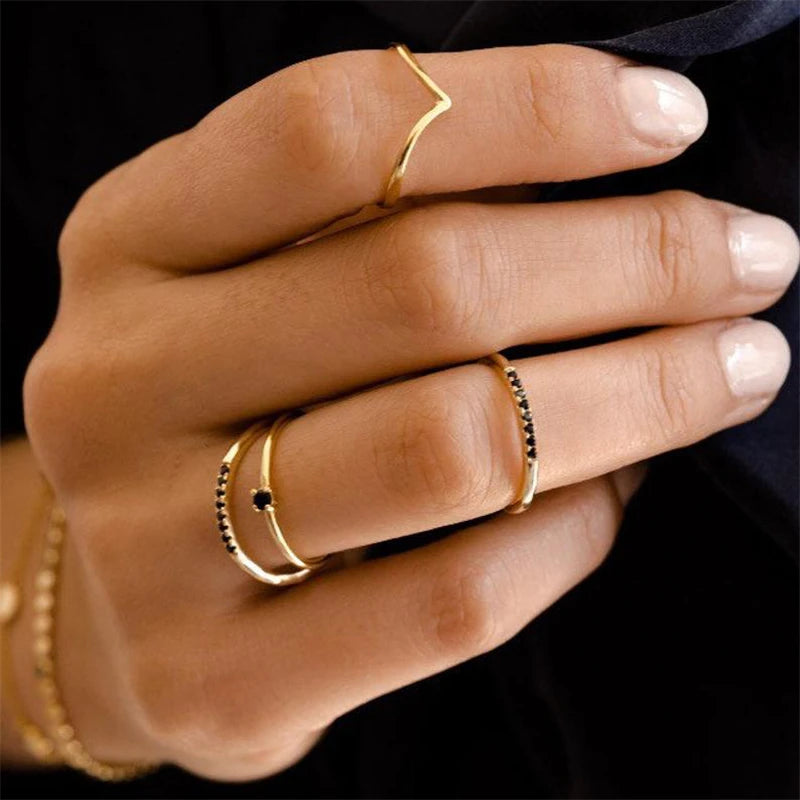 V Shape Slim Thin Stackable Ring